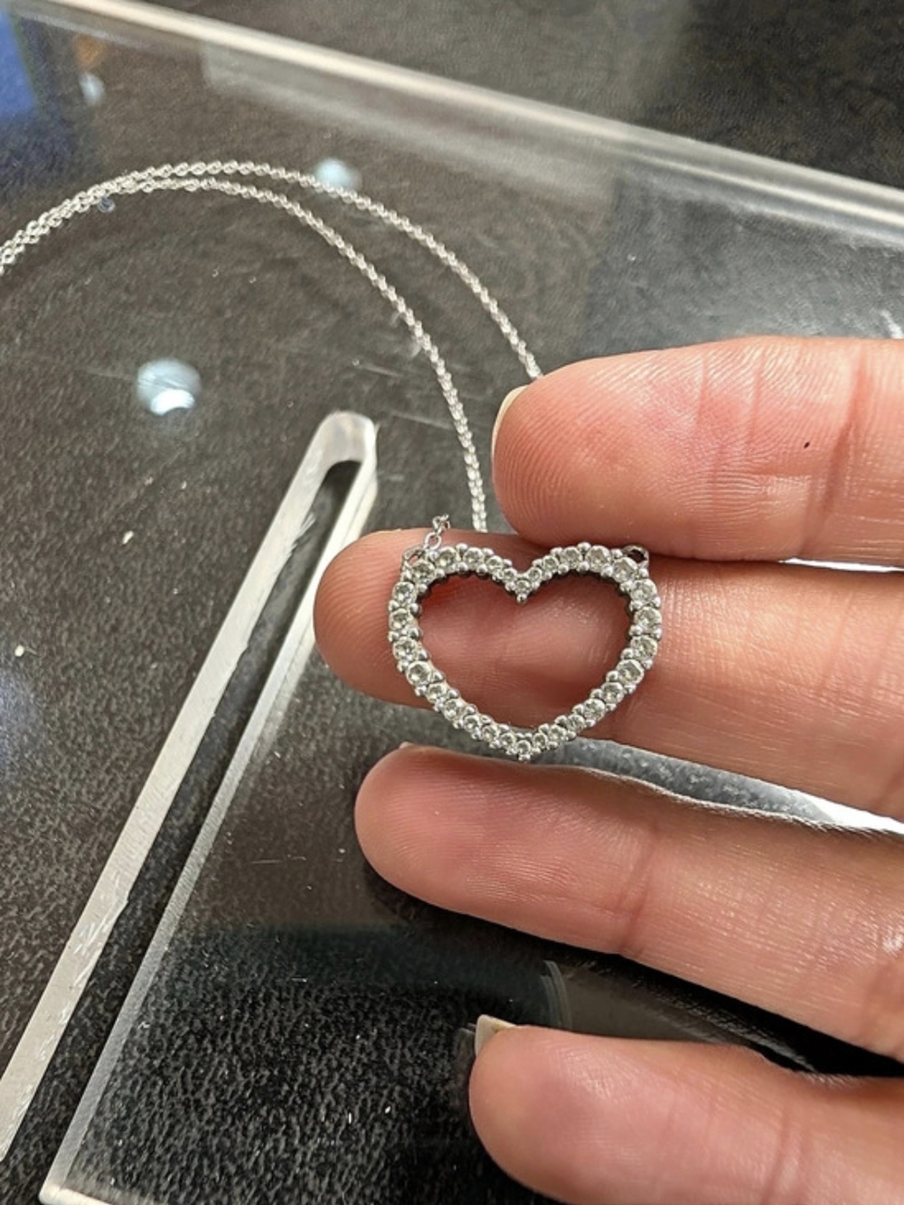 Sterling Silver Stamped BB CN .925 Heart Necklace Elegant Classy